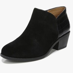 Vionic Marissa Short Bootie, Black Suede Crocodile Print